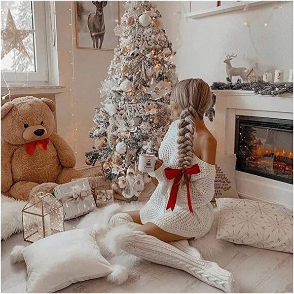 KNEE High Socks Lace Long Warm Stockings Boots Dress Slouch Winter Fall NWT - Picture 2 of 7